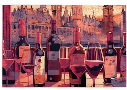 1000-Piece Wooden Jigsaw Puzzle for Adults & Kids, City Red Wine Challenging Puzzle Perfect for Game Nights - 29.5 x 19.7