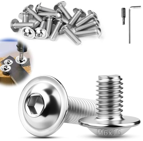 TXXATX M6x16mm Linsenkopfschrauben mit Flansch 30 Stück Edelstahl A2 V2A | Flachkopfschrauben M6, Innensechskant, ISO 7380-2, Schrauben Metrisch für Möbelherstellung, Fahrzeugstrukturen