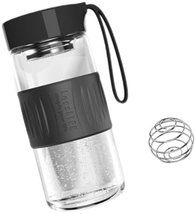 Shaker proteico da 480 ml con filtro integrato, sfera di miscelazione in acciaio inox per shaker perfetto, senza BPA, a prova di perdite e in silicone antiscivolo, ideale per fitness, salute e in