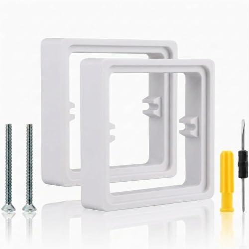 2 Stück Einzelsteckdosen-Abstandshalter, 20 mm, Lichtschalter-Einfassung | 1-Gang-Abstandshalter mit 2 Schrauben und 1 Schraubendreher, ideal für die Wandmontage zu Hause, in der Schule, im Büro