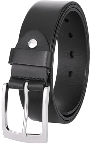 BELTER Ledergürtel aus Echtleder Herren Gürtel 38mm Leder Jeansgürtel mit Geschenkbox (Schwarz,105cm)