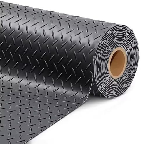 Tapis de Sol en Caoutchouc pour Garage, antidérapant, Rouleau de Protection pour Sol, Tapis Robuste de 1,5 mm d'épaisseur, Tapis de Couloir en Caoutchouc pour Sol extérieur,Noir,1x9m