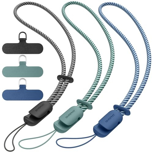 SURPHY 3 Cordón Ajustable Móvil, Correa Muñeca Antirrobo Parche Resistente | Set de Correas de Muñeca con Parche Resistente, Diseño Antirrobo Compatible con Móviles, Cámaras y Dispositivos USB