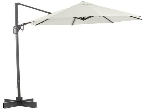 OUTLIV. Ampelschirm Ravenna Anthrazit/Off White Polyester Aluminium 360° drehbar UV50 plus inkl. Ständerkreuz rund 350 cm 259 cm hoch