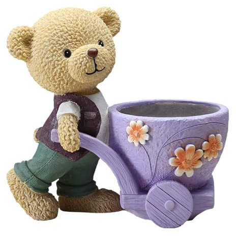 Macetas para plantas suculentas con bonito diseño de oso - Pequeñas macetas para plantas de interior, maceta decorativa para cactus, bonsái, mini plantas, decoración creativa para el hogar y la