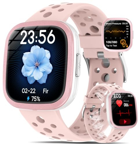 YYKY Smartwatch donna ECG+HRV/𝐆li𝐜𝐞m𝐢𝐚/Pressione Sanguigna/Cardiofrequenzimetro/SPO2/BMI/Acido Urico/Lipidi/Sonno/Temperatura con Chiamate/Pulsante SOS,1.72 Orologio Fitness-Notifica SMS