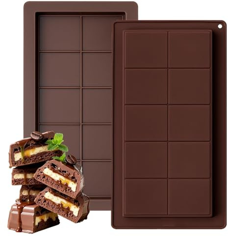 2 Pcs Moule Tablette Chocolat, Rectangulaire Moule Silicone Tablette de Chocolat, Moules Rectangulaire Antiadhésif Réutilisable pour Anniversaire, Halloween et Noël