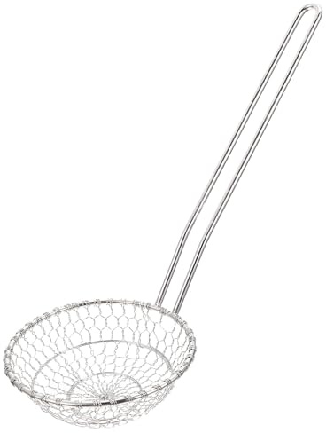 DIYEAH Espumadera de Acero Inoxidable Malla Fina Colador de Cocina Resistente a Altas Temperaturas Mango Largo y Diseño Robusto Adecuado para Freír y Escurrir Alimentos