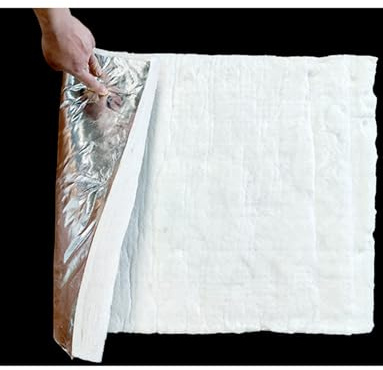 Feuer- und Rauchschutzisolierung for Lüftungskanäle – 61 x 100 cm große Keramikfaserdecke mit Aluminiumfolie, Flexible, feuerfeste Isolierung bis 1315 °C for Heizung, Lüftung(30mm/1.2in)