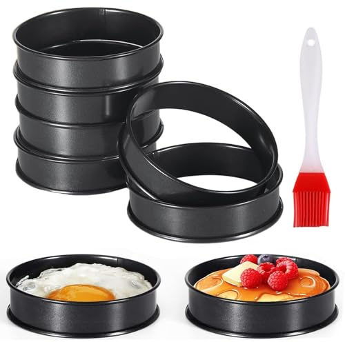 8Pcs Crumpet Rings, 8cm Crumpets Cooking Rings Non Stick, Stainless Steel Double Rolled Baking Rings English Muffin Ring Round Cake Rings Egg Burger Rings Mold for Baking Cooking