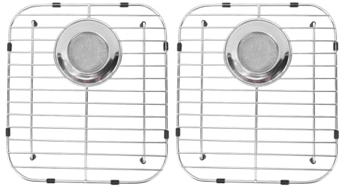 HELEVIA Grille D'évier de Cuisine, Support de Protection de Fond D'évier en Acier Inoxydable avec Conception Creuse pour Un Séchage Rapide, aux éviers à Cuve Unique de 13,12 X 11,81