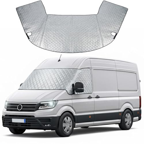 Windschutzscheibenabdeckung für VW Crafter 2018-2025 – Frontscheibenabdeckung Premium 2-lagige Baumwolle mit Magnetunterlage für Ganzjährigen Schutz, UV-Reflexion und gegen Sonne, Schnee und EIS