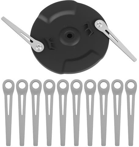 Viitech Disco de corte de doble hoja + 10 cuchillas de metal, accesorios para desbrozadora, disco de corte de metal y hoja de repuesto para Einhell Gardol Gartenmeister Mr Gardener