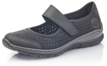 Rieker Femme Chaussures Basses L32B5, Dame Chaussures Basses avec Velcro,Velcro,Chaussure de Ville,Sneaker,Noir (Schwarz / 00),38 EU / 5 UK