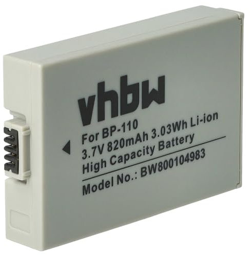 vhbw 1x batteria sostituisce Canon BP-110 per videocamera camcorder (800mAh, 3,7V, Li-Ion) con infochip