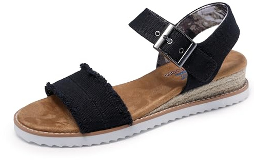 Skechers Women's Desert KISS Adobe Princess Sandal, Black Canvas, 5.5 UK