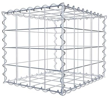 GABIONA Cesta de piedra cuadrada, malla de 10 x 10 cm, profundidad de 40 cm, cierre de espiral, galvanizada (50 x 40 x 40 cm)