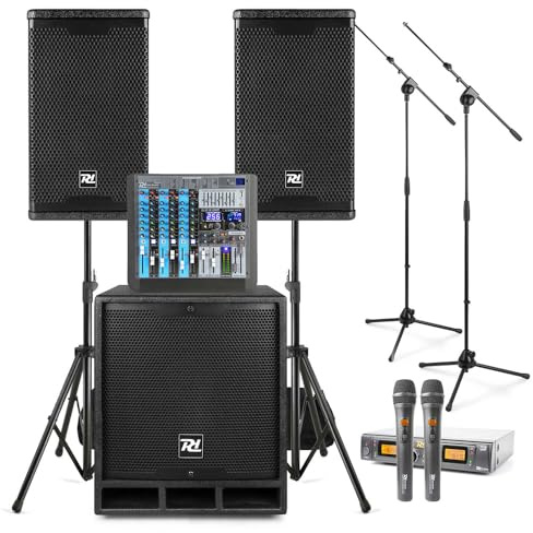 PD COMBO1200 Professional Small Band PA System with Bluetooth Mixer & Dual Wireless Mics, Compact Sound Equipment for Live Music Performances