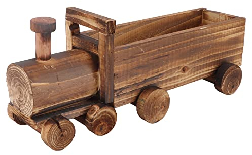 TOPINCN Wooden Flower Pot, Farmhouse Pots, Planters & Container Accessories Planters Style Train Shape Succulent Herb Flower Planting Box for Desktop Window Garden Fir Wood