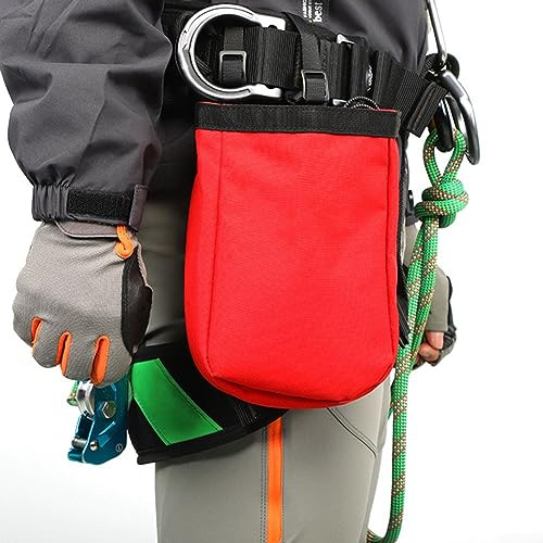 DAZZLEEX Borsa per attrezzi da arrampicata, borsa per gesso borsa da esterno portatile per arrampicata su roccia esplorazione grotta borsa per attrezzi leggera 2L (rosso)