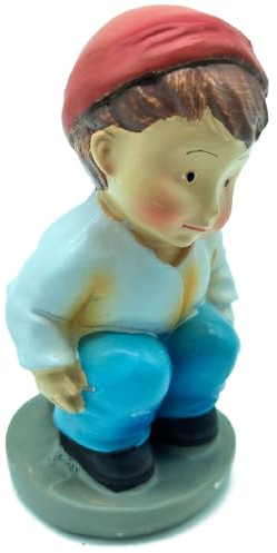 Acan Tradineur - Figura de caganer para Belén - Estilo naïf - Marmolina - Adorno Divertido para Nacimiento, Navidad, decoración Tradicional, 10 x 5,5 x 4 cm