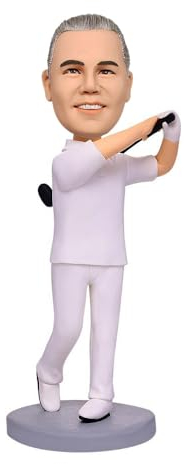 mydedor Custom Bobbleheads Figuren männlicher Golfer in Weiß Wackelkopf Figuren Personalisierte Geburtstag Vatertag für Mann Papa Freunde Boss Kollegen