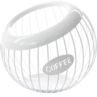 Panier à capsules de café, blanc, organisateur de capsules de café, rangement en métal, pour tasses K et expresso, grande capacité pour comptoir et bar à café