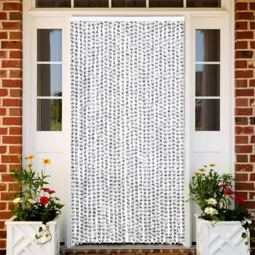 Homgoday Mosquitera para puerta, cortina protectora contra insectos, cortina para puerta, cortina de rayas, protección contra insectos, puerta de balcón, salón, gris claro y gris oscuro, 118 x 220 cm