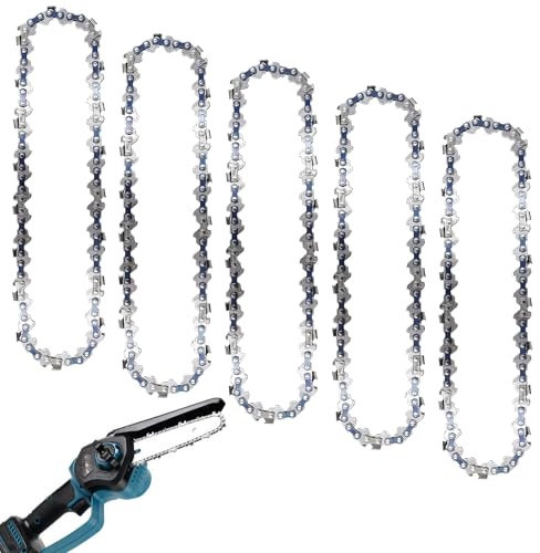 CONNECTION 5 Pcs Chainsaw Chain 6 Inch Mini Chainsaw Chain Replacement Chainsaw Blade Chain 37 Drive Links,1/4 Inch Pitch for Carpentry,Tree Trimming,Landscaping (Black)