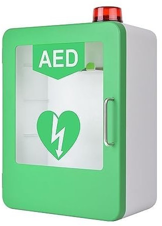 SXTYFBB AED-Defibrillator-Aufbewahrungsschrank, wandmontierter Kunststoff-Aufbewahrungsschrank mit Alarm, einstellbare Trennwandposition, Erste-Hilfe-Schrank, für die meisten AED-Modelle