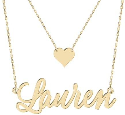 UMAGICBOX Namens-Choker-Kette - Edelstahl oder 925er Silber mit 18K Goldbeschichtung, Herz-Anhänger, Geschenk für Frauen und Mütter zu Weihnachten, Geburtstag, besondere Anlässe (Gold)