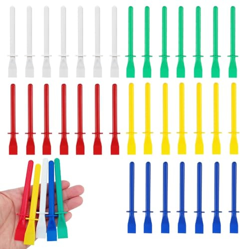 Acoeitl 35Pcs 5 Color Plastic Glue Spreader Smear Plate Scraper Sticks Brushes Durable Flexible Easy to Clean Glue Applicator Spatula Kit Gap Filling Tool for Woodworking Leather Adhesive Projects