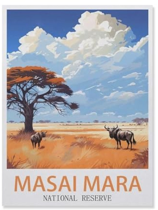 BEAYODKP Masai Mara National Reserve, Kenia, Baum，DIY Malen Nach Zahlen-Vorgedruckt Leinwand-Ölgemälde Geschenk für Erwachsene Kinder Kits Home Haus Dekor（30x40cm） 11.8x15.7 Zoll-DU59
