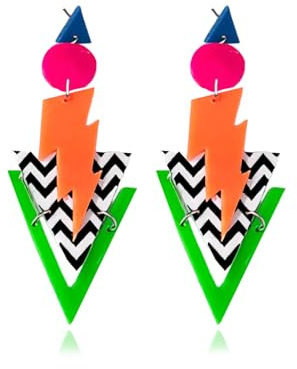 Retro 80er Neon Blitz hängen Ohrringe für Frauen Vintage Kostüm Schmuck Geschenk Abend Party Zubehör
