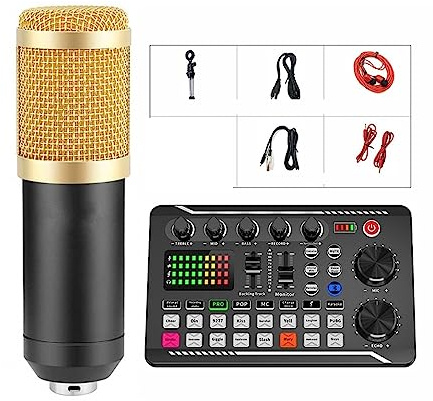 Kit scheda audio, Kit scheda audio for microfono podcast, microfono professionale a condensatore da studio e mixer audio dal vivo F998(Sound Card and Mic)