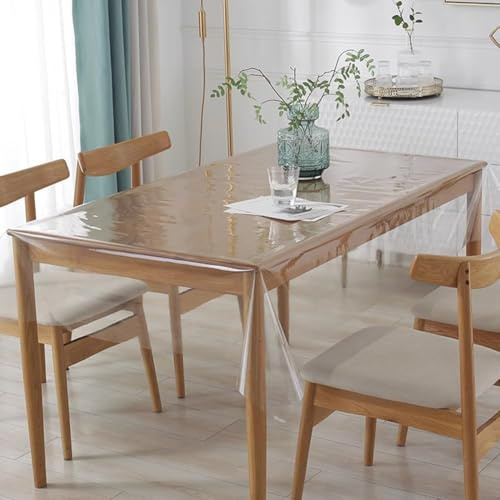 DASIAUTOEM Tischdecke Transparent, Durchsichtige Tischdecke 100x200 cm | Tischfolie Durchsichtig, Wasserdicht Abwaschbar PVC Folie Fettdicht Tischschutzfolie für Hochzeit Innen Außenbereich Party