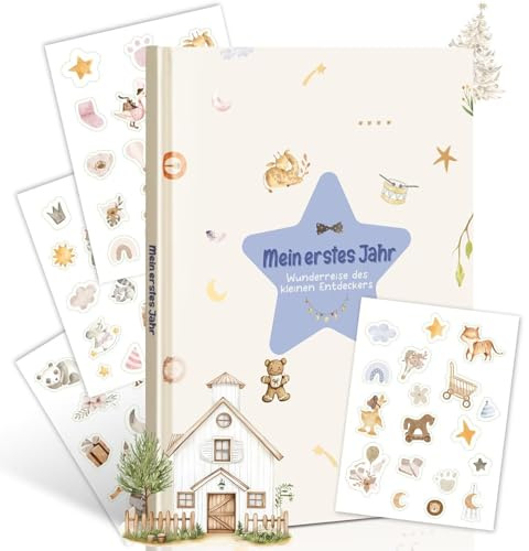 Il mio primo anno diario per neonati, 28,5 x 21 cm, album e libro dei ricordi con design a casetta, per nascita, battesimo e baby shower