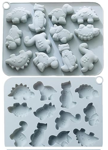 Molde para galletas de dinosaurio - Máquina para hacer fondant con pepitas de 12 cavidades, bandeja de silicona para chocolate 3D, herramienta es Sugarcraft | Dulces Profesionales