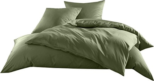 Bettwaesche-mit-Stil Mako-Satin Baumwollsatin Bettwäsche Uni einfarbig zum Kombinieren (Bettbezug 200 cm x 200 cm, Dunkelgrün) viele Farben & Größen