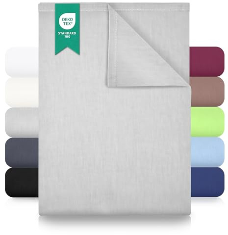 GREEN MARK Textilien Klassische Bettlaken – Flaches Laken aus 100% Baumwolle, ohne Gummi, hautfreundlich, pflegeleicht, bei hohen Temperaturen waschbar - Silber Grau - 180x275 cm