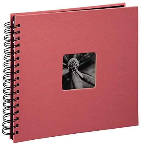 Hama Fotoalbum 28x24 cm (Spiral-Album mit 50 schwarzen Seiten, Fotobuch mit Pergamin-Trennblättern, Album zum Einkleben und Selbstgestalten) flamingo-rot/-rosa