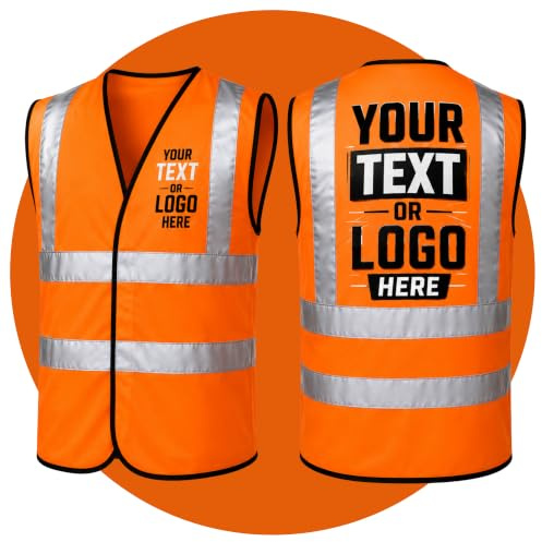 Kuest Personalised Printed Hi Vis Vest Customised Hi Viz High Visibility Reflective Safety Vest Security Waistcoat