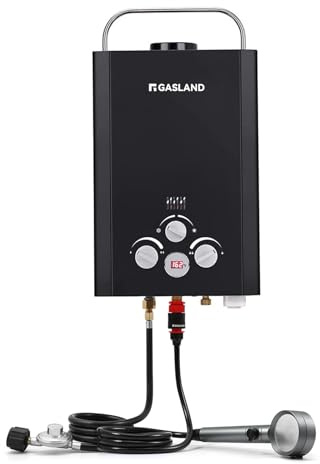 GASLAND BE158B CSA Certified Portable Tankless Water Heater – Features Digital Display & Multi-Protection, 1.58 GPM Propane Hot Water for Outdoor & Mobile Use – Black