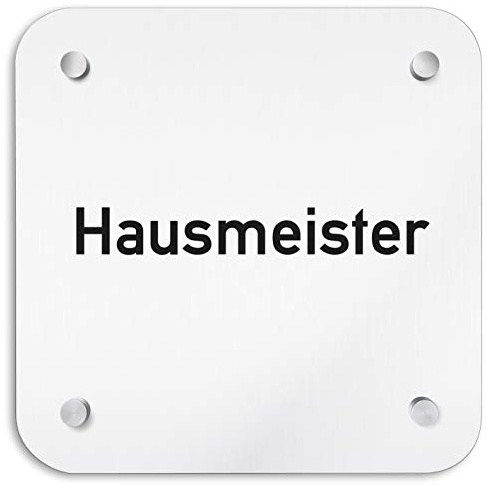 Türschilder24 Aluminium Wandschild 200 x 200 mm • Hausmeister • Hinweisschild - Türschild aus 1,5 mm starkem Aluminium • Inklusive Befestigungsmaterial + Wandmontage