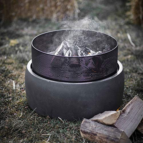 CKB LTD Rund eldstad trädgård utomhus modern uteplats värmare brännare – H 38 x 54,5 cm värme- och frostbeständig pulverlackerat stål och fiberlera – för trä och kol