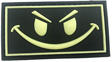Smiley-Gesicht Taktisch PVC Airsoft Paintball Klettverschluss-Flecken Kader Patch (Im Dunkeln Leuchten)