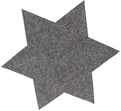 6 x Filzsterne in verschiedenen Größen und Farben Ø 15 cm, 20 cm, 35 cm - Dekosterne für Weihnachten - Platzdeckchen - Untersetzer - Platzset - Tischset Farbe Grau, Größe Ø 15 cm
