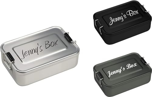 Schmalz Contenitore Vesperbox Di Alluminio Con Personale Incisione Portapranzo Pranzo Pail Inciso Metallo 17x11x5 CM (Antracite)