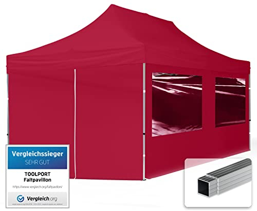 TOOLPORT Carpa Plegable Pabellón Carpa Plegable 3x6m - 4 Partes Laterales Pabellón ALU PES300 Carpa Party Techo 100% roja