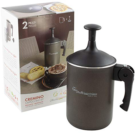 VIRSUS Montalatte Manuale Cremino Cappuccino kit Schiumalatte per Cappuccino e Caffè Rivestimento Antiaderente con Manico Flessibile - (M)